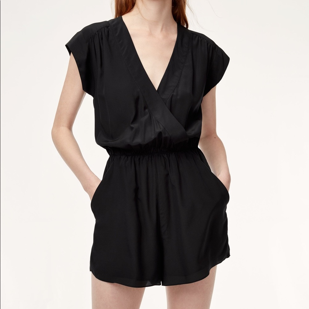 NWT Black Medium Babaton Corbett Romper Aritzia